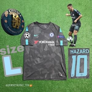 Nike Chelsea FC Eden Hazard #10 2017/2018 Third Camo Jersey UCL Patches Large